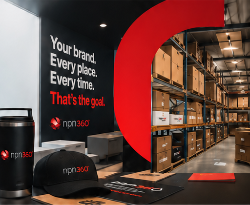 Branded merchandise and warehouse execution scene